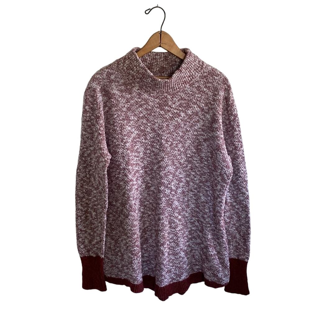 LL Bean Signature Cotton Linen Ragg Funnel Neck Sweater